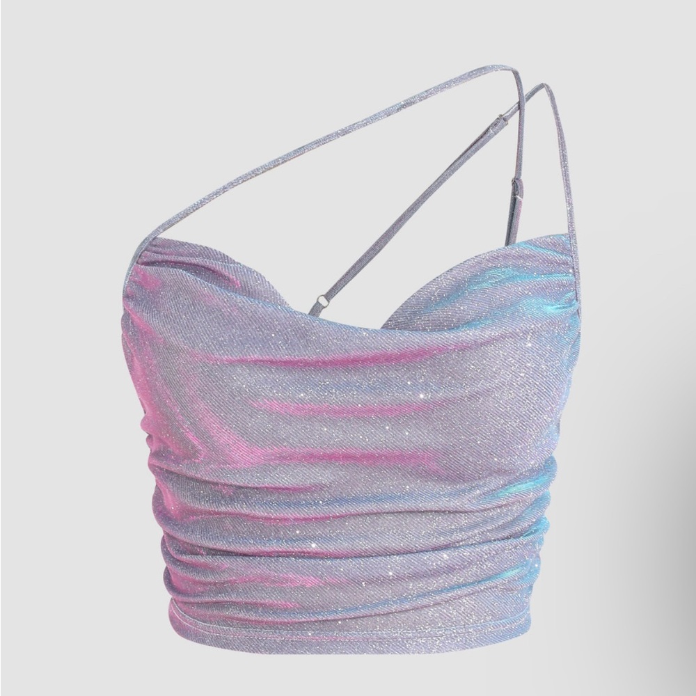 Medium Cider cropped top, sparkly irridescent purple